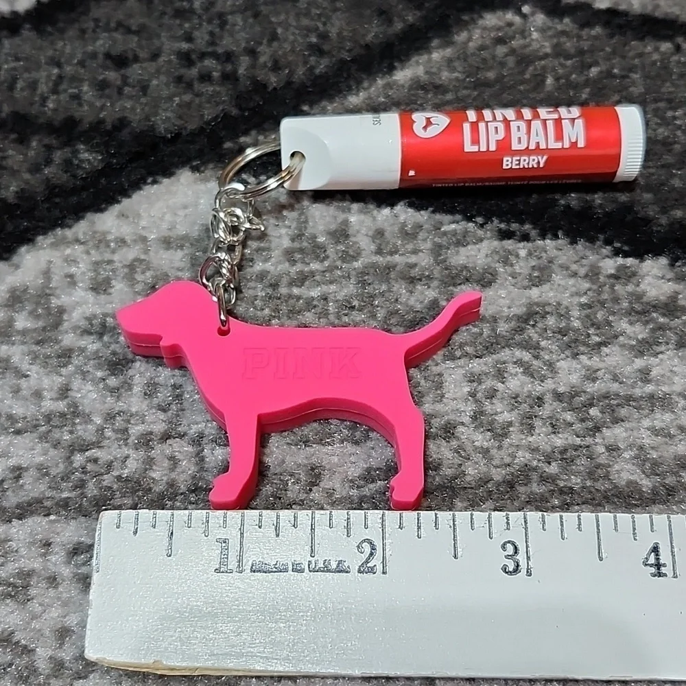 VS PINK BERRY TINTED LIP BALM SPF 15 & PINK DOG KEYCHAIN CHARM PRICE FIRM